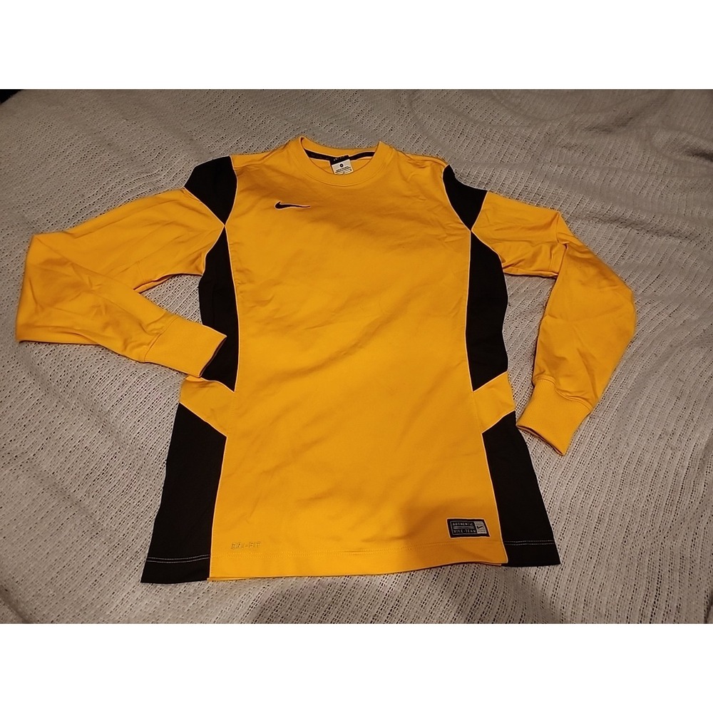 Nike Dri-Fit Women's Long Sleeve Yellow Black Top Polyester Size Medium